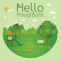 Hello playground. Natural landscape in the flat style.a beautiful park vector