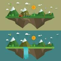 Natural landscape in the flat style vector