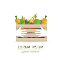 Fresh Fruits and vegetables in a box vector