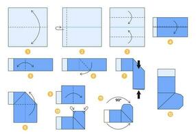 bota origami esquema tutorial Moviente modelo. origami para niños. paso por paso cómo a hacer un linda origami bota. vector ilustración.