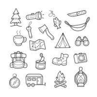 Hand drawn camping and hiking elements. vector