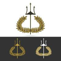 olive branch with  trident symbol of greek god poseidon vector