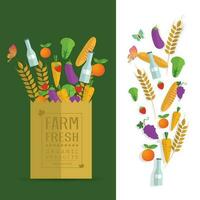 Paper package with fresh healthy produce vector