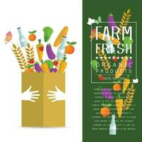Paper package with fresh healthy produce vector