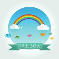 rainbow and clouds in the sky vector