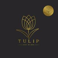 Simple Tulip bud with leaves design vector