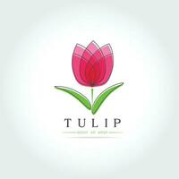 Simple Tulip bud with leaves design vector