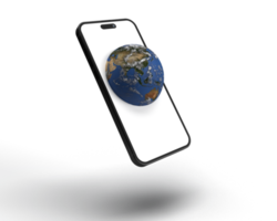 Earth world planet global map smartphone mobile technology electric communication network save earth global protection business green energy power natural concept recycle resource industry.3d render png