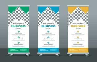 Roll up banner design template, vertical, abstract background, pull up design, vector