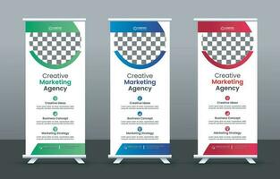 Roll up banner design template, vertical, abstract background, pull up design, vector