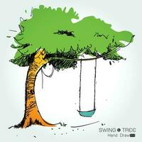 tree with swing hand draw vector