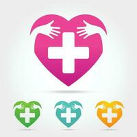 Heart with cross sign icon vector