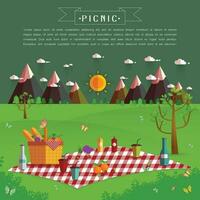 al aire libre picnic en montañas vector