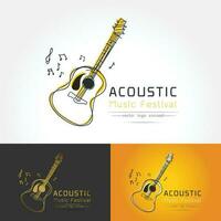vector de logotipo de guitarra acústica