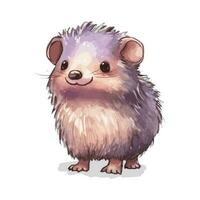 Cute Watercolor Hedgehog In Natural State Standing Adorable vector
