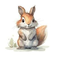 Cute Watercolor Brown Squirrel In Natural State Standing Adorable vector