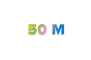 50 millón suscriptores celebracion saludo número con 3d extrudir diseño png