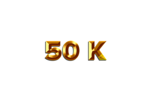 50 k subscribers celebration greeting Number with golden design png