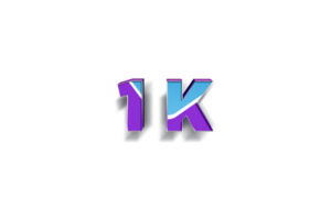 1 k subscribers celebration greeting Number with blue purple design png