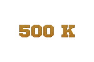 500 k subscribers celebration greeting Number with embroidery design png