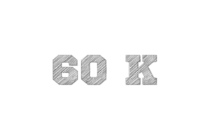 60 k subscribers celebration greeting Number with pencil sketch design png