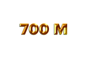 700 million subscribers celebration greeting Number with golden design png