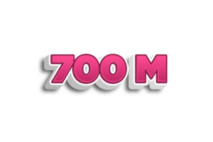 700 million subscribers celebration greeting Number with 3d pink design png