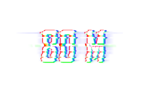 80 million subscribers celebration greeting Number with glitch design png