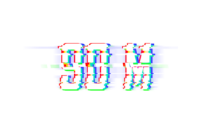 90 million subscribers celebration greeting Number with glitch design png