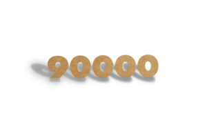 90000 subscribers celebration greeting Number with hard card cutted design png