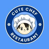 cute chef restaurant badge logo design vector