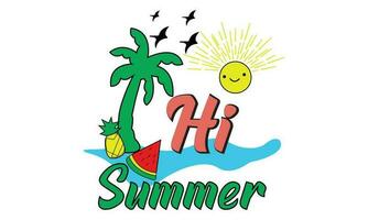 Hi, Summer Surf Club 1989 Beach t-shirts Design. vector