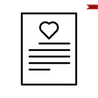 love in paper document line icon vector