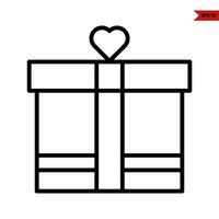 amor con regalo caja línea icono vector