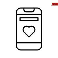 love in screen mobile phone line icon vector