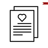 love in paper document line icon vector