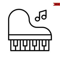 piano con música línea icono vector