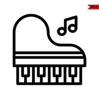 música con piano línea icono vector