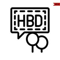 birthday in speech bubble with balloon line icon vector