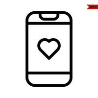 love in screen mobile phone line icon vector