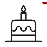 candle in  birthday cake in plate line icon vector