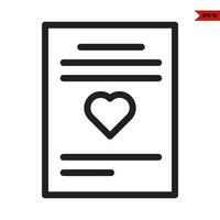 amor en papel documento línea icono vector