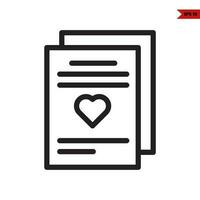 love in paper document line icon vector