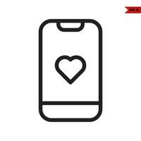 love in screen mobile phone line icon vector