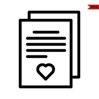 love in paper document line icon vector