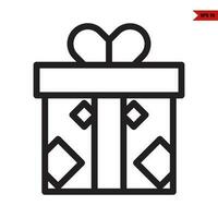 ribbon in gift box line icon vector