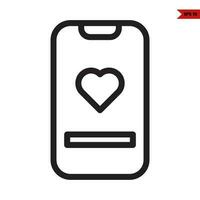 love in screen mobile phone line icon vector