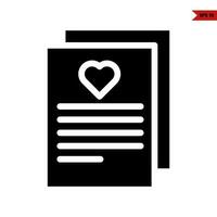 amor en papel documento glifo icono vector