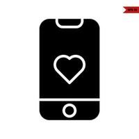 love in screen mobile phone glyph icon vector