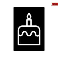 birthday cake in invitation cake  glyph icon vector